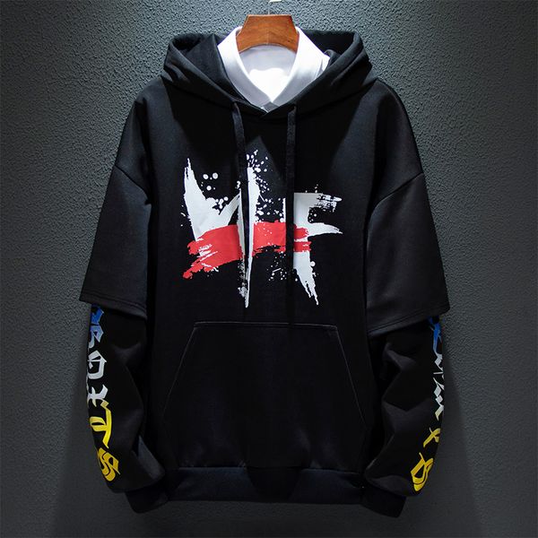 

autumn/winter men spring 2019 new korean hooded youth casual 3d inkjet clothes sweatshirts men hip hop streetwear, Black