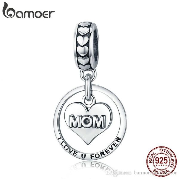 

bamoer 925 sterling silver i love u навсегда мама мать нанесите гравировку шариков шарма браслеты браслеты ювелирных изделий mother подарков