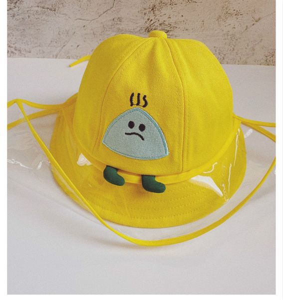 

2020 child fisherman hat with mask children protective cap splash proof face protection hat baby children sunhat 2020, Yellow