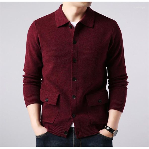 

wool cardigan long sleeve pocket sweaters casual solid color single breasted clothes mens clothing mens lapel neck, White;black