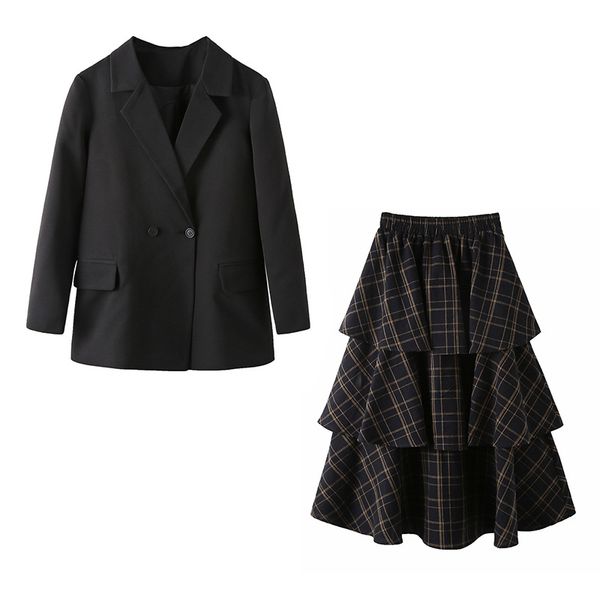 

womens oversized long skirt suits plus size blazer and skirt set two piece outfit clothing 4xl 5xl, White;black