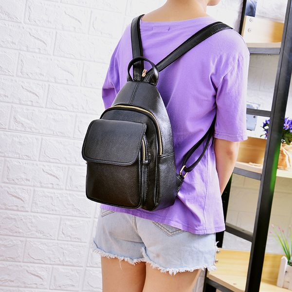 

2020 новый рюкзак дамы корейский моды стиль простой случайный рюкзак сплошной цвет zipper женщин