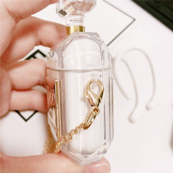 

Delicate luxury perfume bottle protective cover for airpod tpu ilicone oft ca e with necklace earphone holder