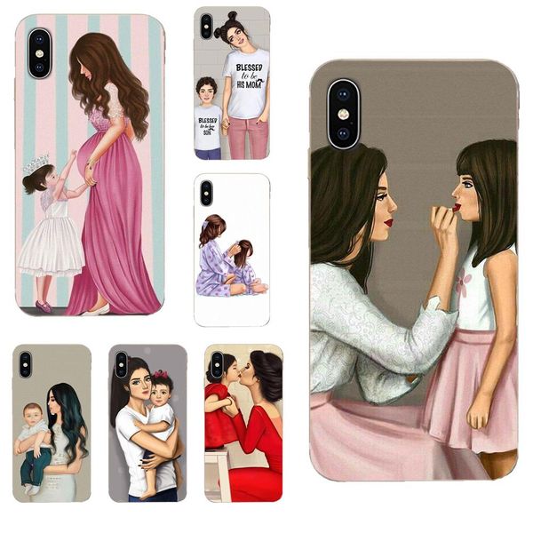

custom black brown hair baby queen mom girl for samsung galaxy note 5 8 9 s3 s4 s5 s6 s7 s8 s9 s10 5g mini edge plus lite diy painted