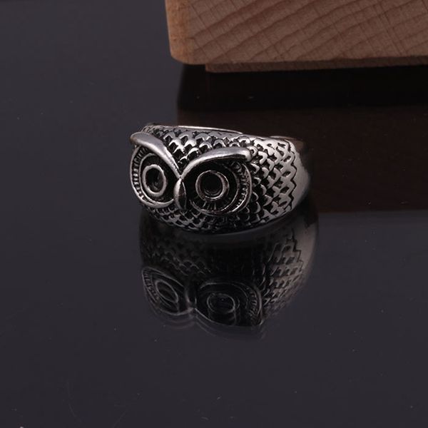 

new vintage gothic ring stainless steel for men women silver hollow owl adjustable rings anillos hombre wholesale lots bulk, Golden;silver