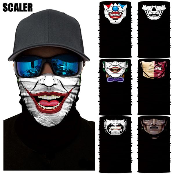 

3d samurai mask joker clown bandana headwear half face mask motorcycle bike summer facemask windproof anti-uv ski neck gaiter, Black