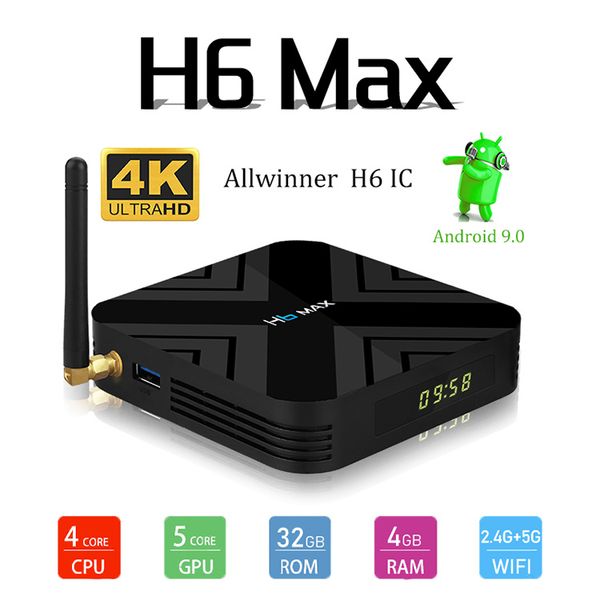 

2019 hotte t h6 max 4gb 32gb android 9 0 tv box upport 6k 4k iptv media player pk x96 mini h96 max