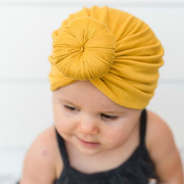 O mais novo chapéu de bebê com decoração de nó infantil acessórios de cabelo meninas, nó de turbante, enrola as crianças crianças de inverno na primavera