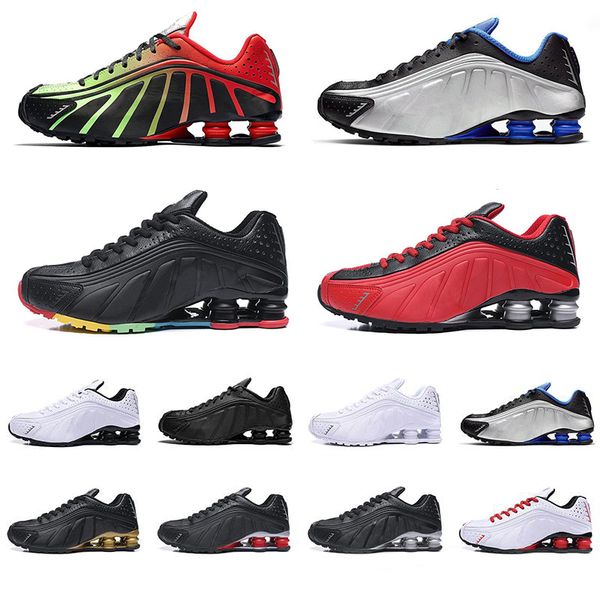 

New Release Shox R4 Running Shoes For Men Women NEYMAR OG Triple Black White Rainbow mens trainers Sports Designer Sneakers Size 40-46
