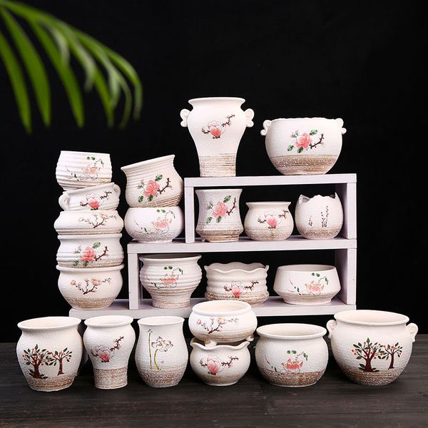 

korean-style simple fresh more meat flower pot snow glaze size indoor tree meat meat lotus ceramic full 20 shipping february 5 finished
