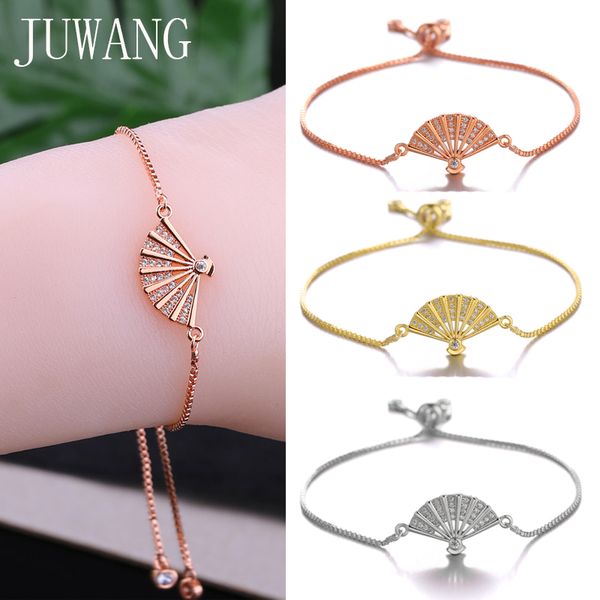

juwang new fashion diy women chain bracelets jewelry zirconia pave setting charm adjustable copper bracelet for gifts, Black