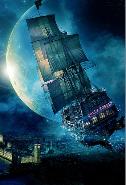 

5x7FT Peter Pan Jolly Roger Пиратский корабль London Tower Moon City Пользовательские Photo Studio фон Vinyl 220с