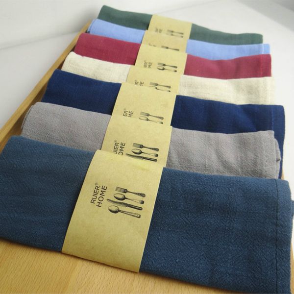 

good water absorption plain color linen napkin towels