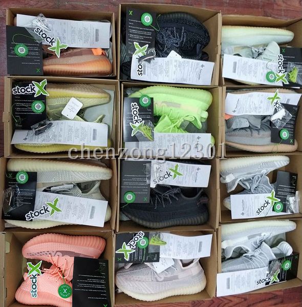 

With Box Stock X Kanye Antlia Lundmark Synth Black Static Reflective Running Shoes West Clay Mens Womens Trainers Designer Sneakers Size 13
