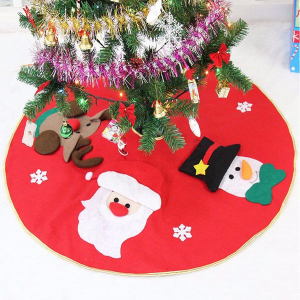 

red non-woven lovely christmas tree skirt carpet party ornaments christmas decoration for home xmas tree skirt aprons 1pc