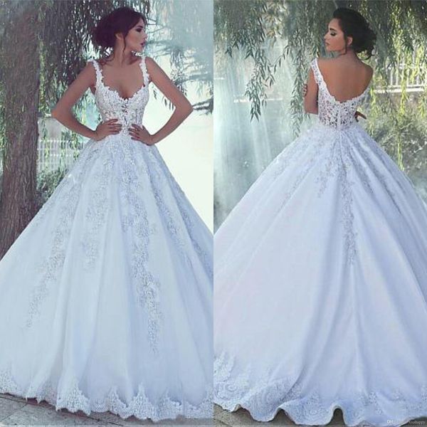 Discount Elegant Spaghetti Strap Ball Gown Wedding Dress Appliques With Illusion Design Vestios De Novia Bridal Dress Wedding Gown Rental Ball Dresses Online From Dearbeauty 134 98 Dhgate Com