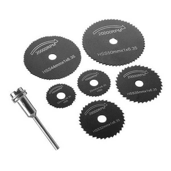 

promotion 7pcs black hss saw blades cutting discs mandrel cutter rotary tool