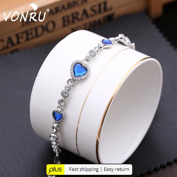 

vonru heart women bracelet crystal zircon charm rhinestone wedding bangle jewelry gifts for woman jewelry #ae plus stayhome, Black
