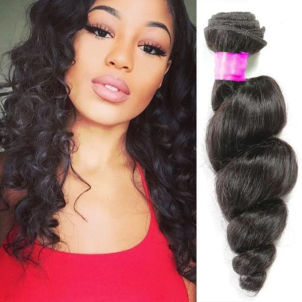 

angelawigs дешевых волосы 100% человеческих волосы связка extensions бразильских волосы плетение 3 пачки в жеребьевке сыпучей волны двойных, Black