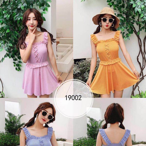 

cute student girl striped one-piece dress dress swimsuit female conservative girl swimsuit one-piece skirt style, White;black