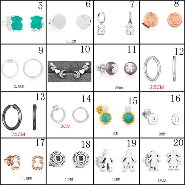 

2020 100% 925 sterling silver bear stud earrings classic pierced stud earrings jewelry manufacturers wholesale 0, Golden;silver