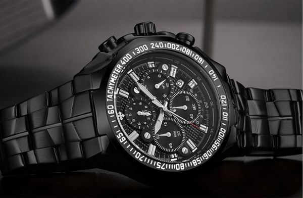 

2019 the most popular genuine brand seven-needle men's sports quartz watch of the couple, Slivery;brown