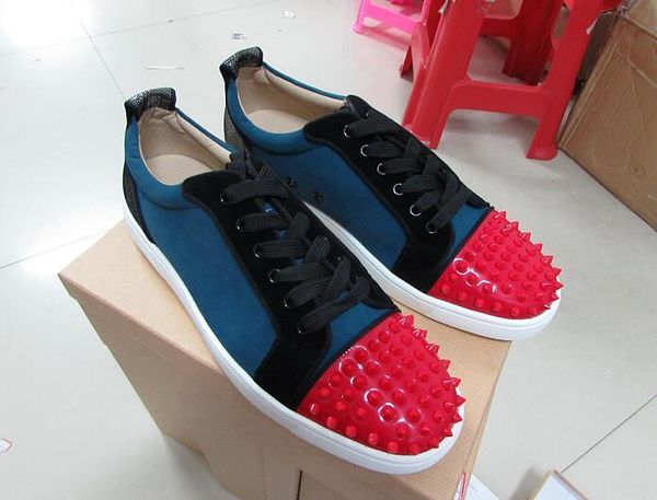 

new fashion low spikes toe red bottom shoes for mens women designer patchwork 9 color leisure footwear party shoes drop shipping cs09, Black