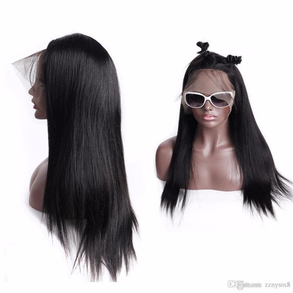 

24inch фронта шнурка человеческих волос парики 4x4 закрытие парики шнурка remy бразильские волосы парики прямой парик фронта шнурка с ujibg, Black