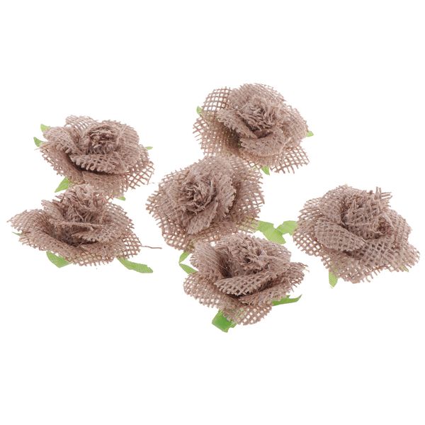 

6pcs rustic flower rose burlap hessian jute wedding party vintage decor