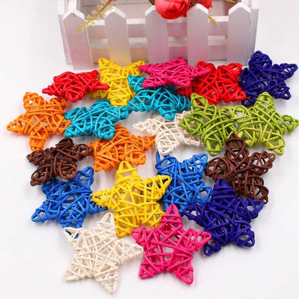 

5pcs/lot 6cm artificial rattan wood star for wedding birthday decoration new year kids gift toys christmas craft decor supplies