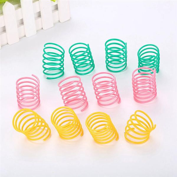 

cute cat spring toys wide durable heavy gauge plastic colorful springs cat toy playing toys for kitten pet accessories 100pcs