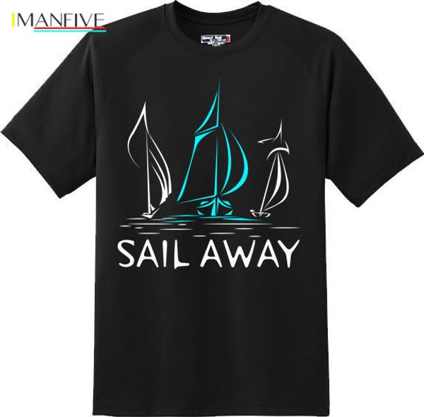 

men's t-shirt 2019 100% cotton brand new t-shirts sail away sailer boat 3d printed t-shirts, White;black