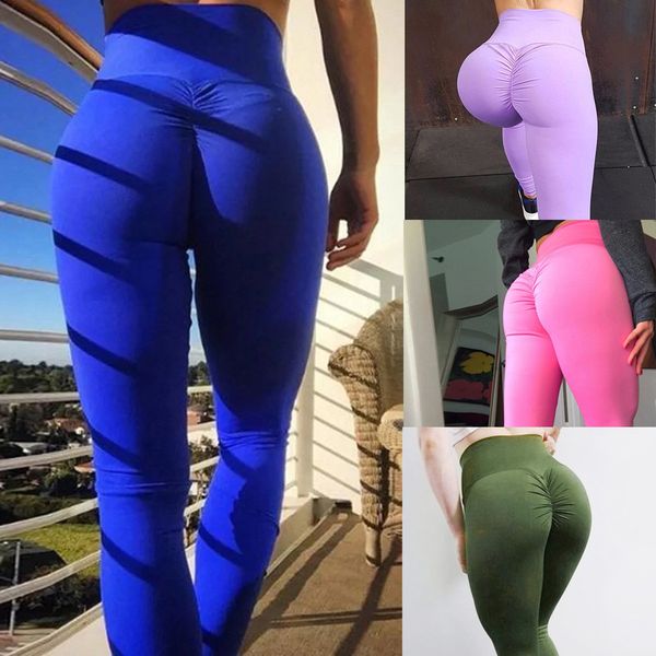 

women's leggings stretchy high waist back ruched legging butt lift pants hip push up workout stretch capris deporte mujer, Black