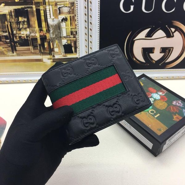 

classic real leather wallet for male gift id credit card holder bifold wallets for men women with box, Brown;gray