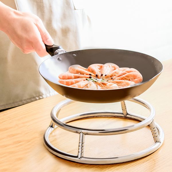 

steel tube pot rack double-deck wok stand round put pot rack wok frame heat insulation defence burn soup bowl luggage carrier