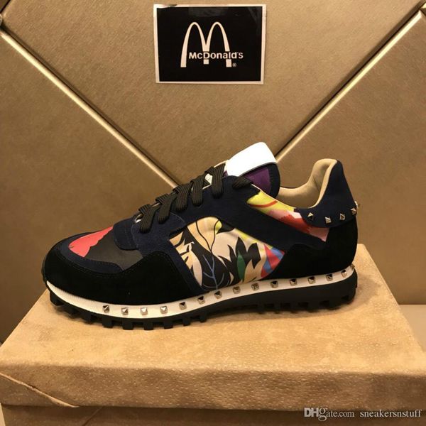 

De igner brand camouflage camo rockrunner neaker uede tudded neaker hoe women men trainer ca ual walking flat 36 45