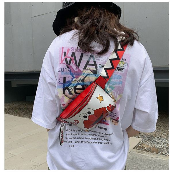 

luxury waist bag cute cartoon bag luggage fashionable personality wide shoulder belt slant chest bag men women crossbody