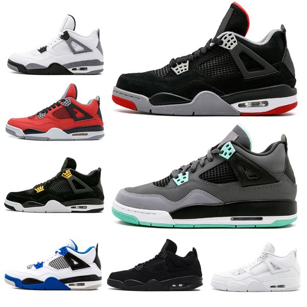 

green glow36-45 4 basketball shoes old bred cement thunder 4s cavs black cat outdoor air retro jordan women men sports sneakers