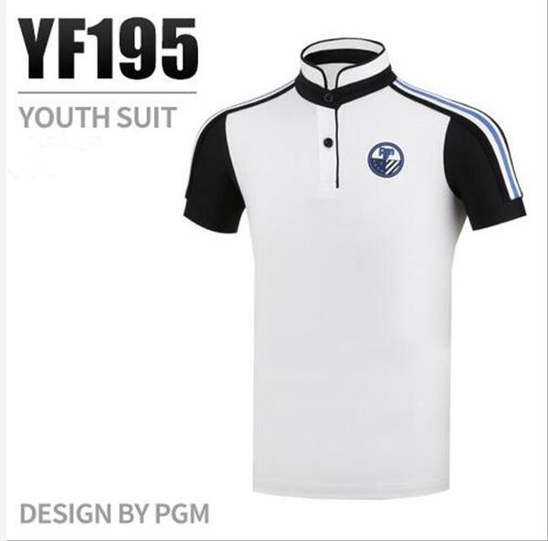

pgm 2019 children's golf apparel girls youth summer sportswear breathable quick dry stand collar short-sleeved golf t-shirts top, Black;blue