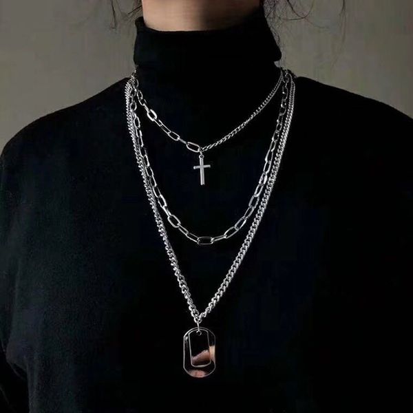

bohemian statement cross multi-layer necklaces for women portrait square pendant necklace jewelry wholesale, Silver