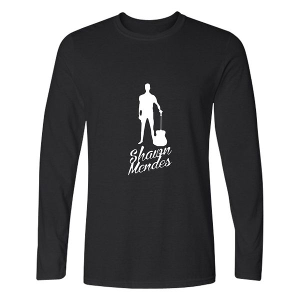 

shawn mendes print t-shirt women/men cotton logo anime tee shirt homme long sleeve hip hop tshirts, White;black