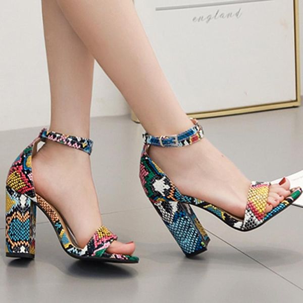 

summer women's sandals open-toe high heels fashion snake pattern ladies sandals fashion gladiator shoes women sandals#g4, Black