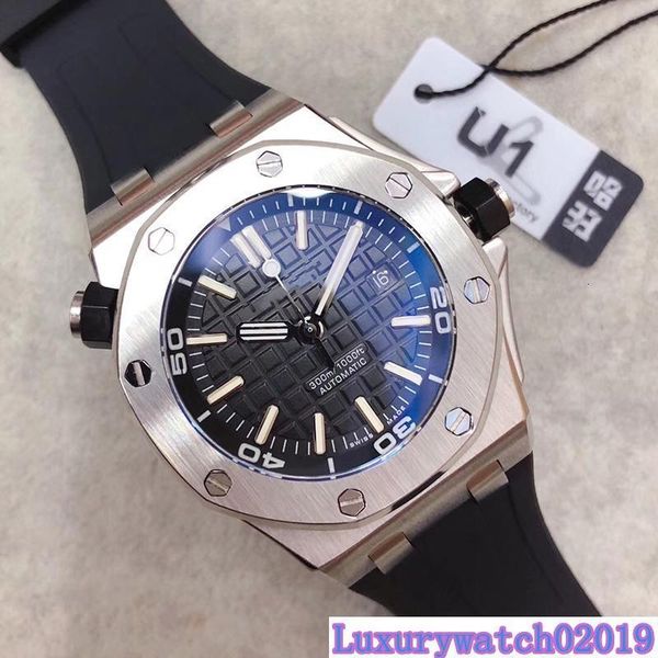 

luxury offshore diver black dial 15703st automatic mechanical movement transparent case back mens watch rubber watches 42mm wristwatches, Slivery;brown
