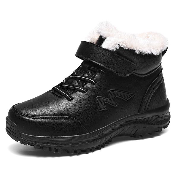 

winter outdoor snow boots 2020 new men's cotton shoes high help warm men's boots plus cotton women's winter women, Black