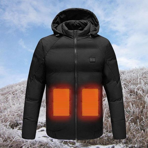 

winter warm heated jackets men women electric heated jacket usb electric heating hooded thermal coat fashion, Blue;black