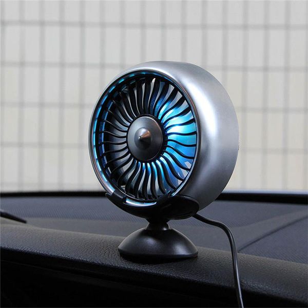 

mini car multi-functional fan 12v electric car fan rotatable dual head auto cooling air circulator