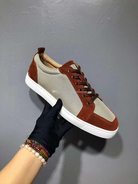 

fashion luxury designer women men casual shoes red sole mesh suede leather sneakers studded spikes low-flat sneaker shoes, Black
