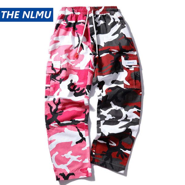 

эластичный пояс с кулиской camo pant мужчина хип-хоп причинная карманой брюки camouflag фиолетовой черной оранжевые срощенные брюками для му, Black
