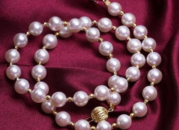 

beautiful 10-11mm white pearl necklace 18 inch 14k necklace, Silver