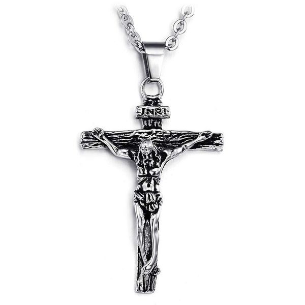 

titanium jesus men's cross necklace stainless steel jewelry christmas jesus, Silver
